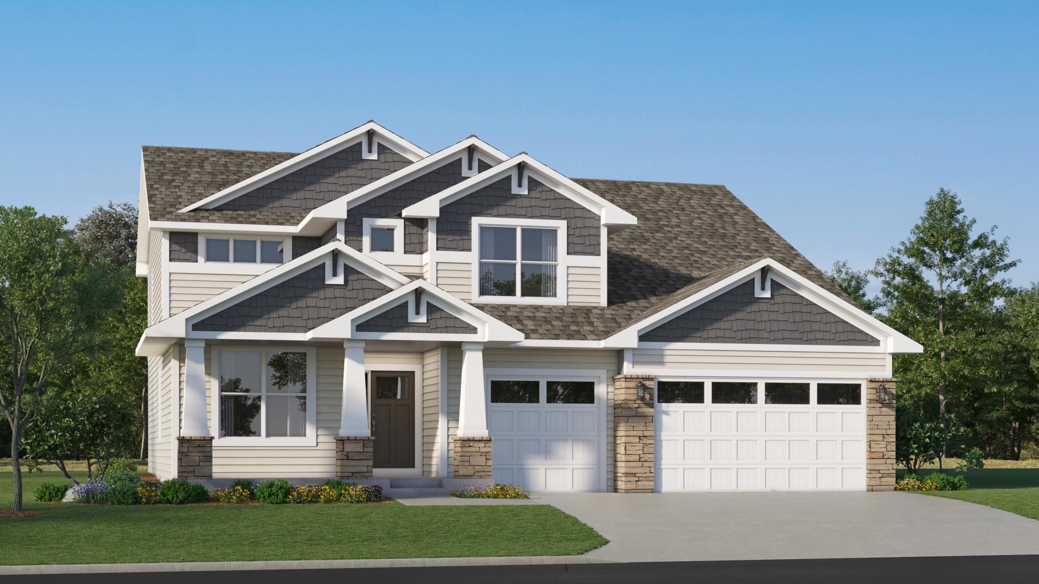 (Exterior rendering, actual home's finishes will vary.)