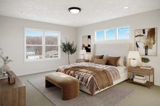 Owner's en-suite - virtually staged. Finishes in actual home are different. Picture used for floorplan purposes.