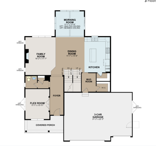 Wellington Floorplan Main level with morning room