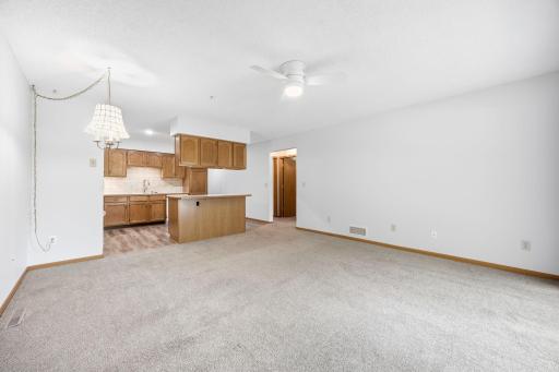 Newer carpet. Spacious 17 x 14 living space.