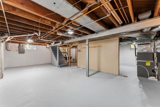 Clean, unfinished basement awaits your ideas!