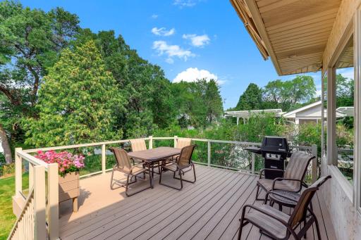 Composite Trex deck, electric retractable awning & grill with natural gas connection