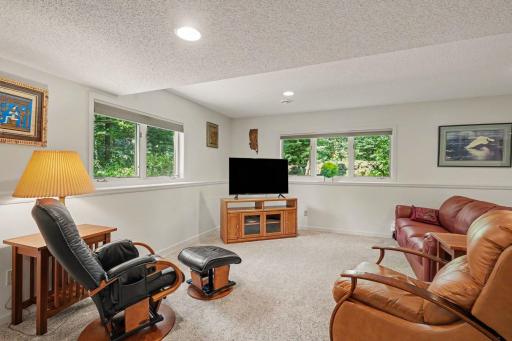 Another view of the family room sitting area. The 4 sets of daylight windows & recessed lights provide lots of light for this comfortable space. The walls & trim were painted in 2024.