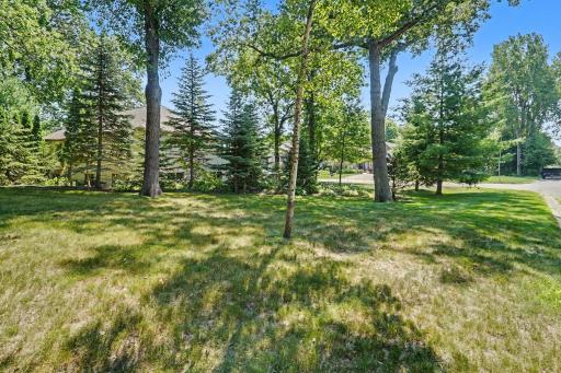 A view of the side yard on the east side of the home. It overlooks the low traffic, cul-de-sac location.