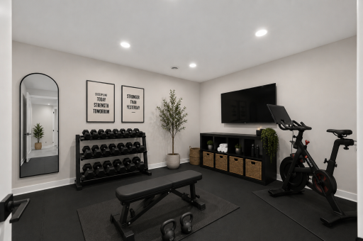 Virtually staged workout room