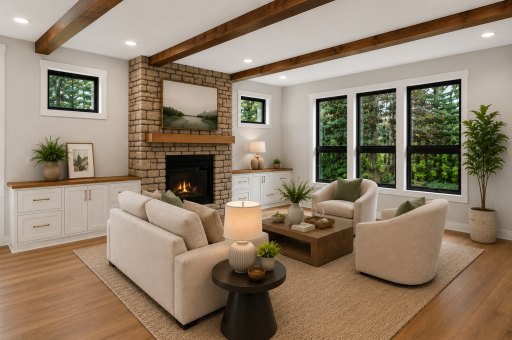 Virtually staged living room