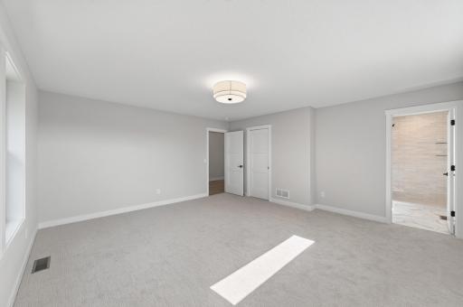 Bedroom #4 complete with it's own full bathroom, a ledge for seating and a walk-in closet