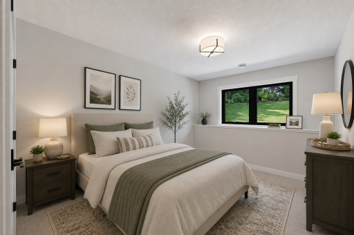 Virtually staged bedroom #5 in lower level