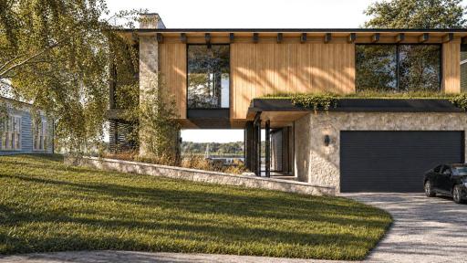 The Ridge - View from the Front Yard Showing Open Screen Porch Pass-Through