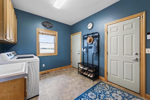 Here, you'll enter into the bonus room above the garage or the garage itself.