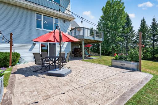 Stamped concrete patio in the back.