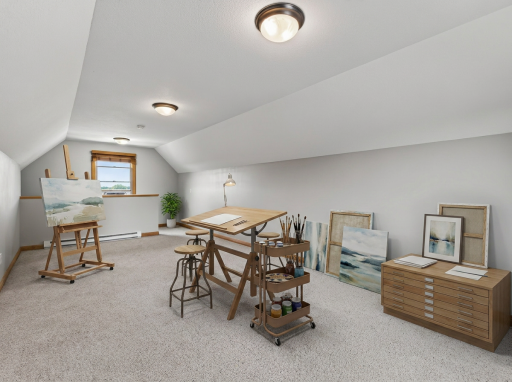 Virtual staged: Bonus room could be an art studio, gym, playroom, or use your imagination!