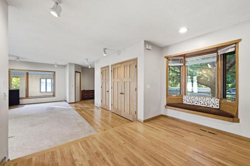Bay window defines the informal dining area