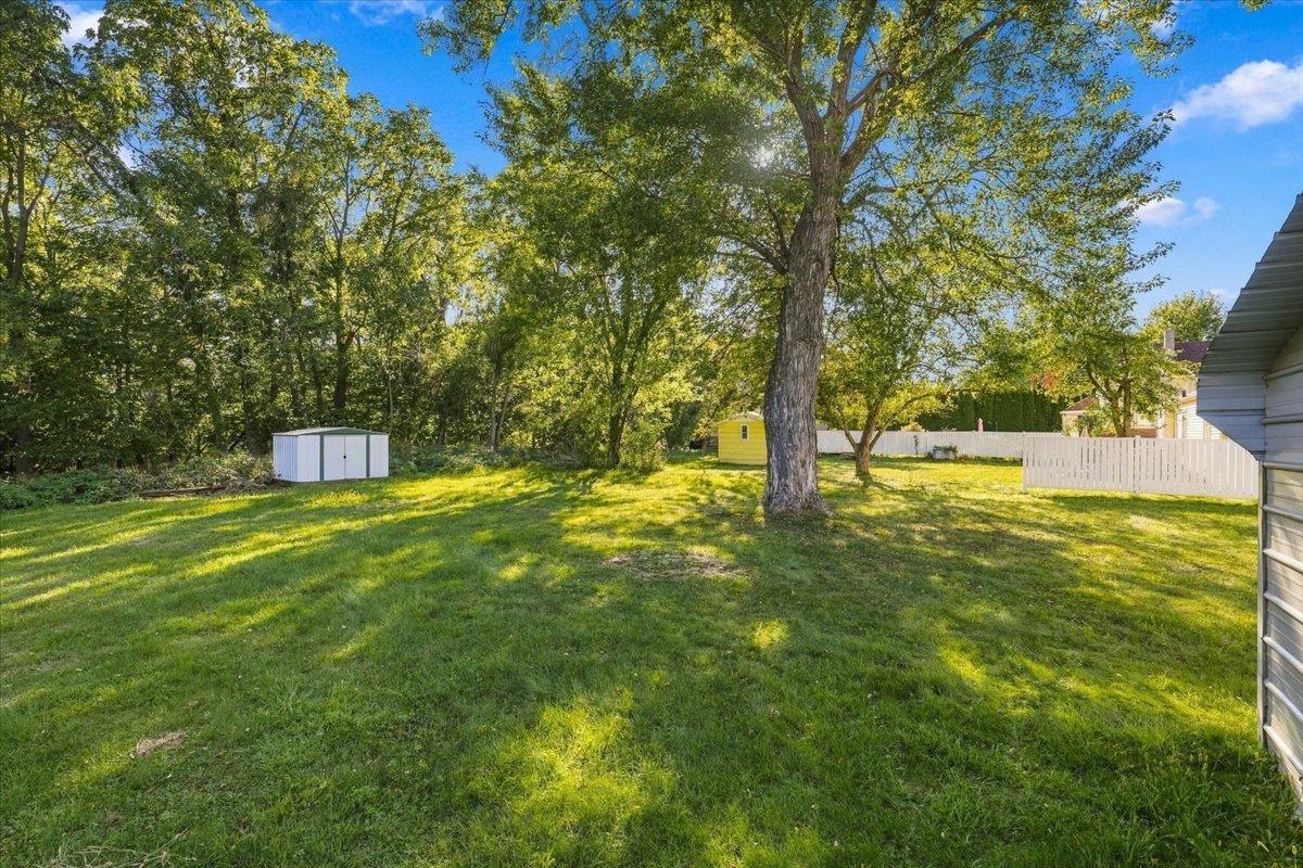 Backyard with storage shed