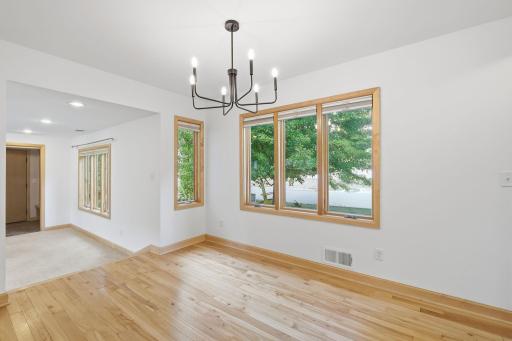dining room space with north facing windows