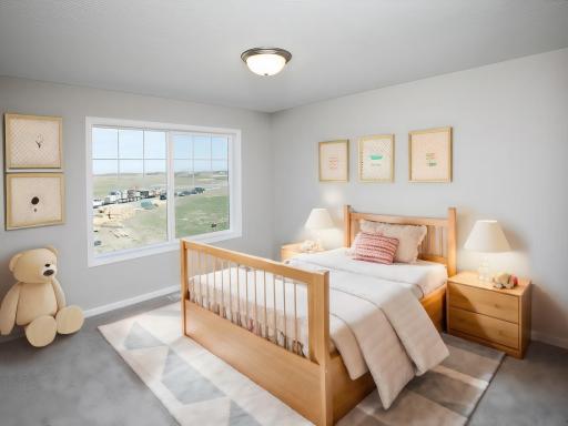 PHOTO OF A DIFFERENT HOME WITH SIMILAR PLAN AND FINISHES VIRTUALLY STAGED. Bedroom 3.