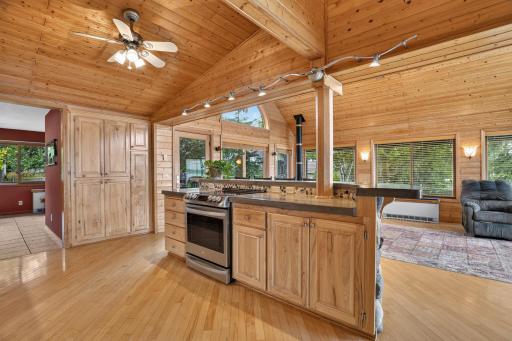 Island has an electric stove and large food prep area