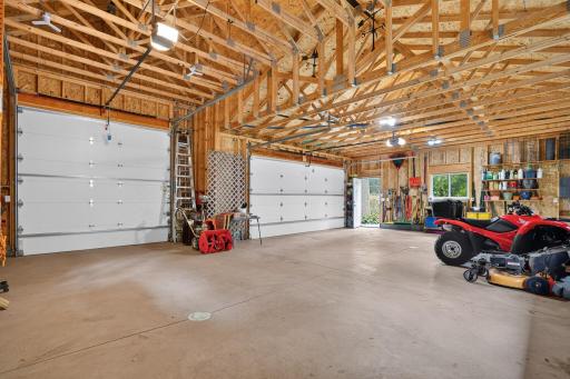 Interior view of the garage. 2 floor drains.