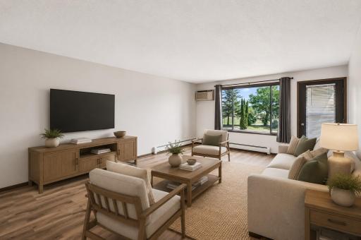 Another view of the living room, virtually staged