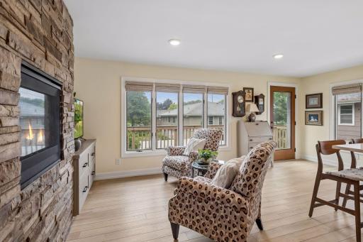 Sitting room overlooks the back porch