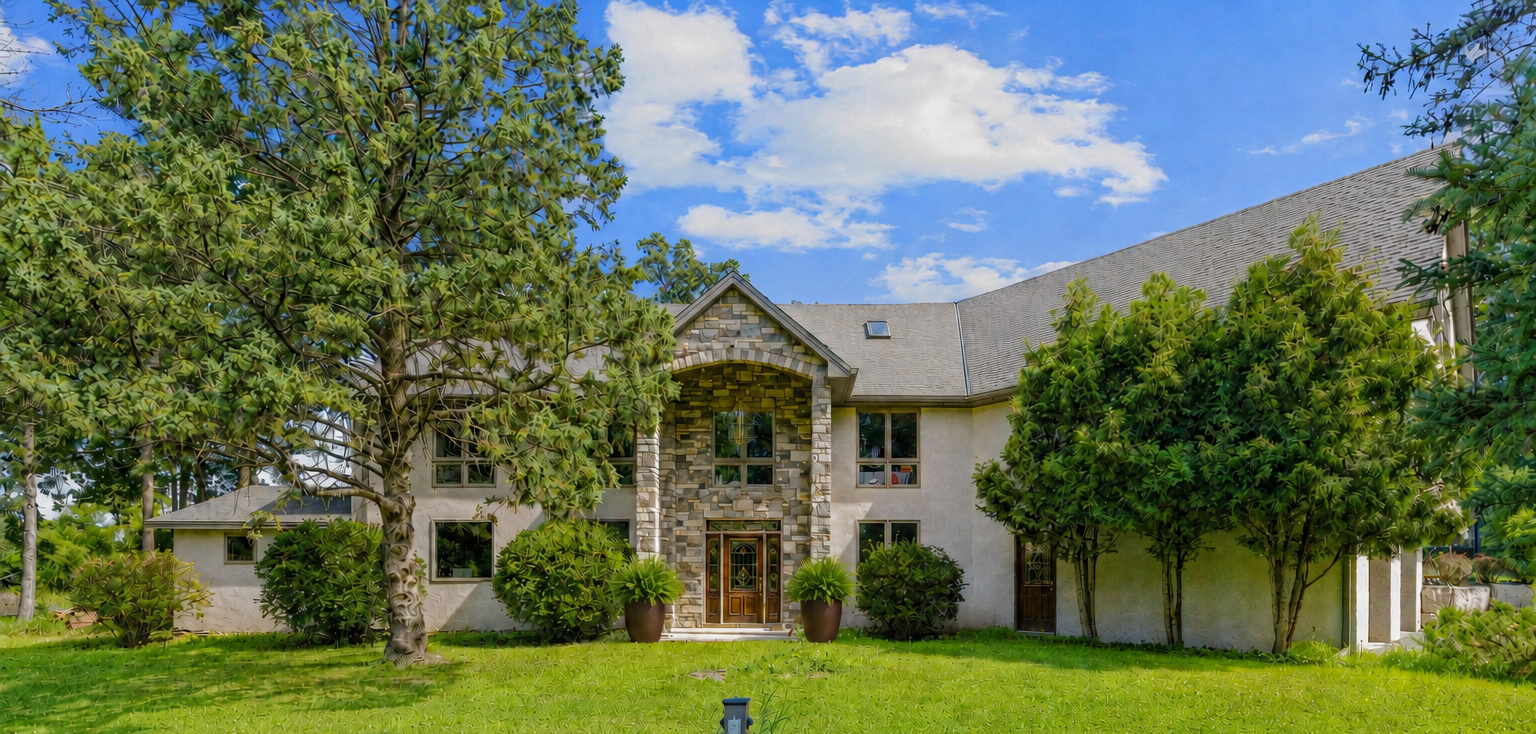 A stately entrance welcomes guests.