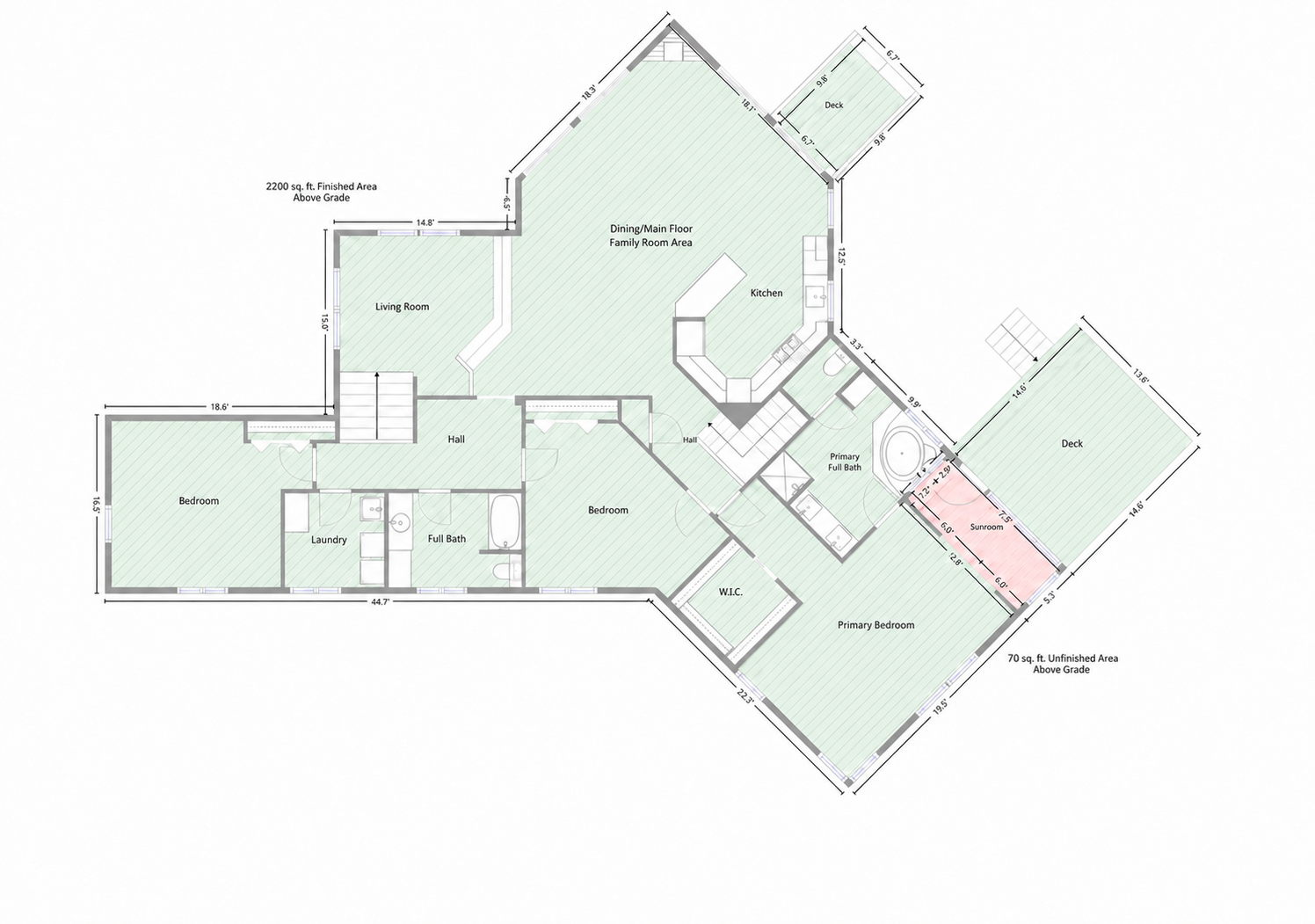Floor Plan-Main Living Areas, Kitchen and Bedrooms