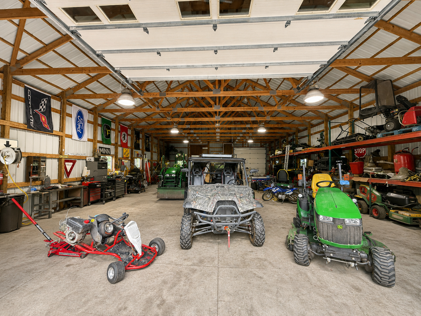 Interior of the outbuilding. Home has in floor heat roughed in and ready for hook up. Could fit up to at least 10 cars.