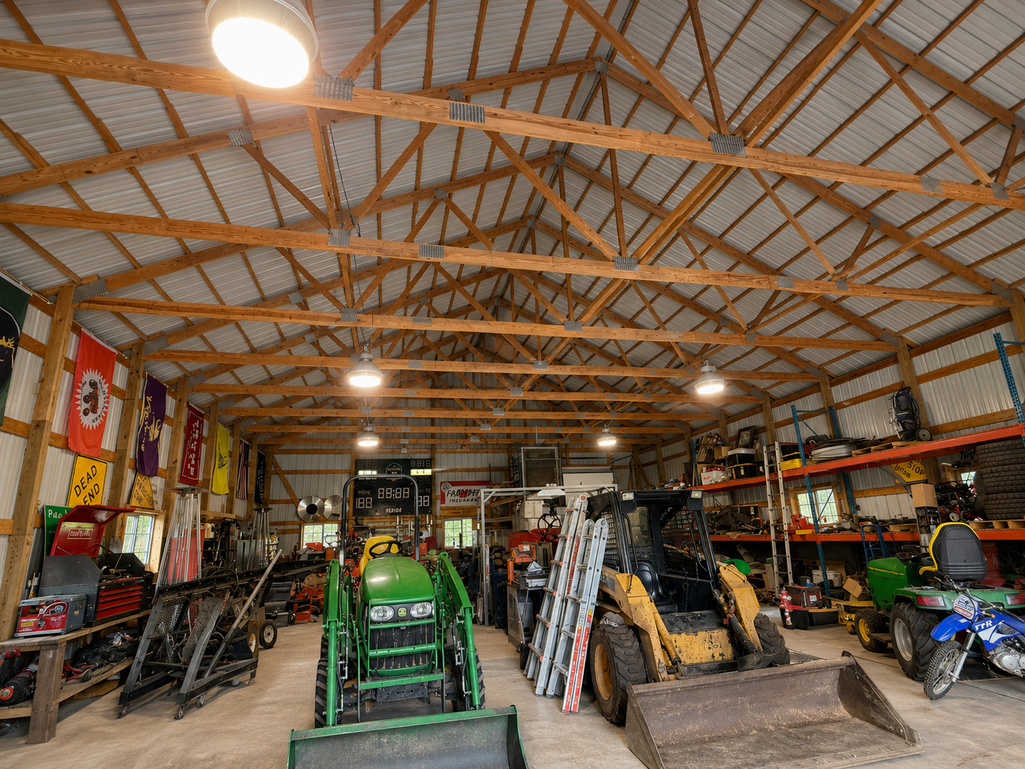 inside the outbuilding.