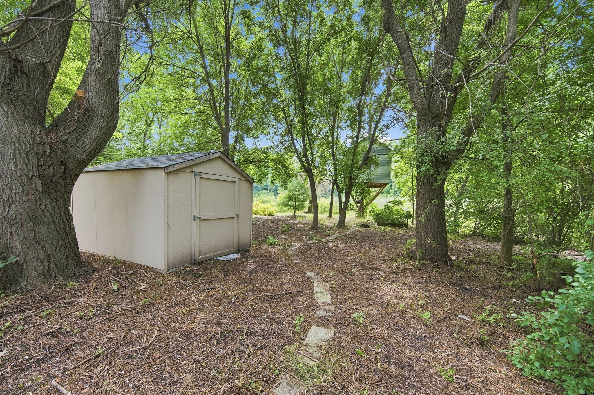 Backyard storage shed.