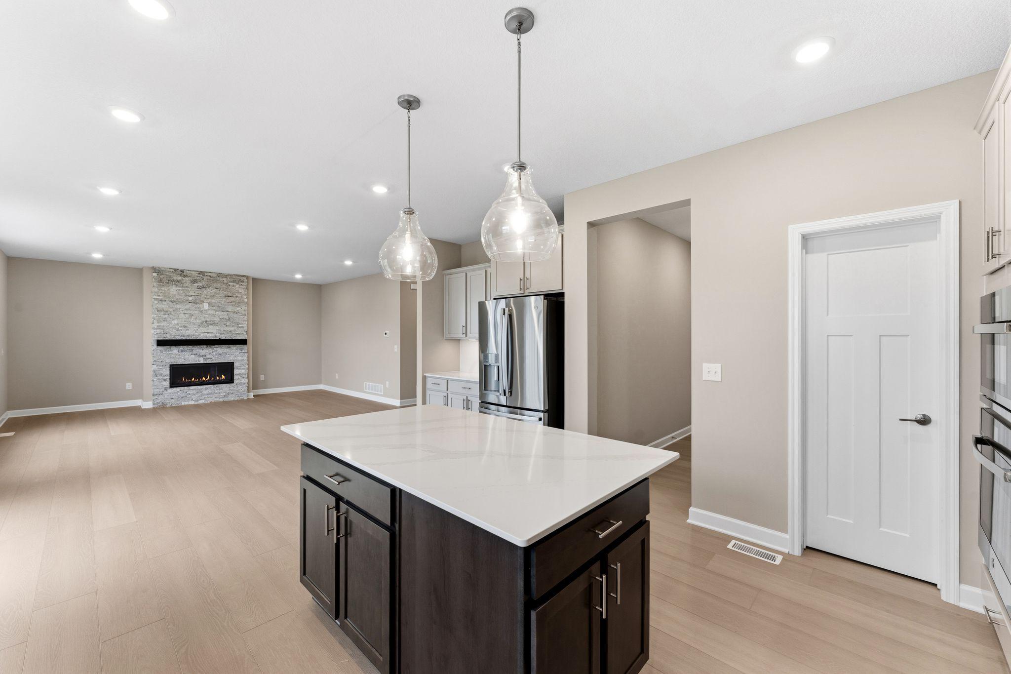 The large center island is perfect for meal prepping or casual seating