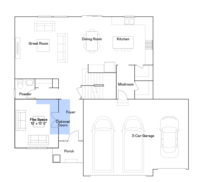 Lewis main level floorplan.