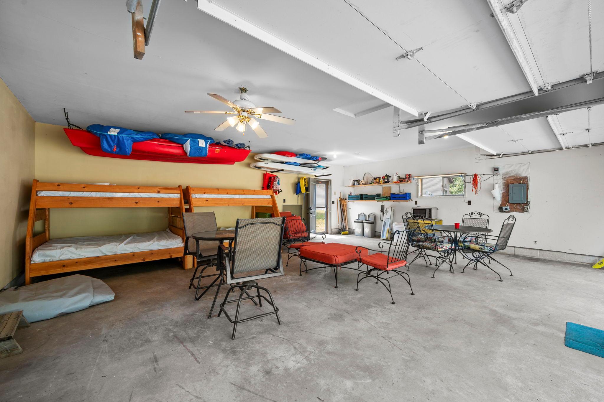 Finished interior of the garage. The bunk beds are included