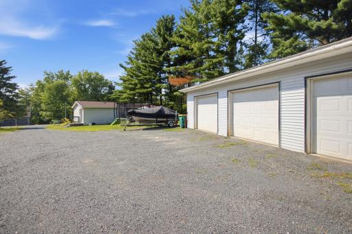 3-car detached garage, insulated, concrete floors, vented for heat
