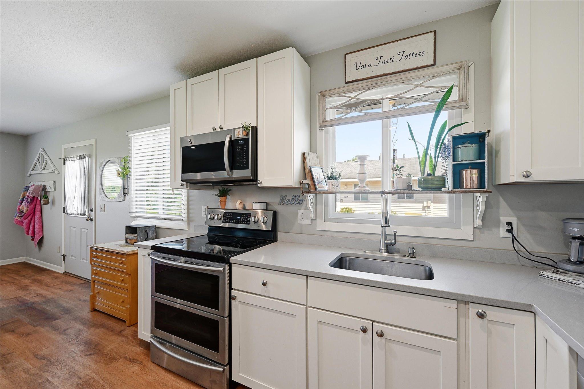 Enjoy the courtyard view through kitchen window