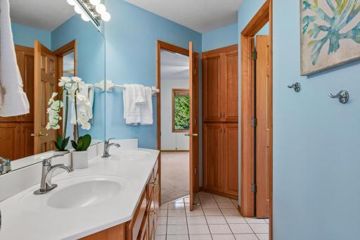 Upper level full Jack & Jill Bathroom with private shower and toilet