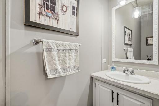 The half bath inconspicuously tucked away from the hustle and bustle of the rest of the house.