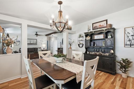 The informal dining room sits between the family and living rooms and looks out over the front yard.