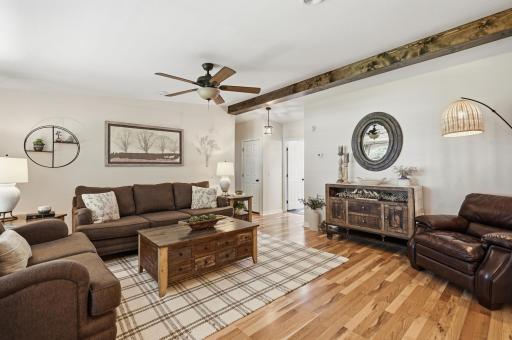 Upon entry, you'll step into the main vaulted living area.