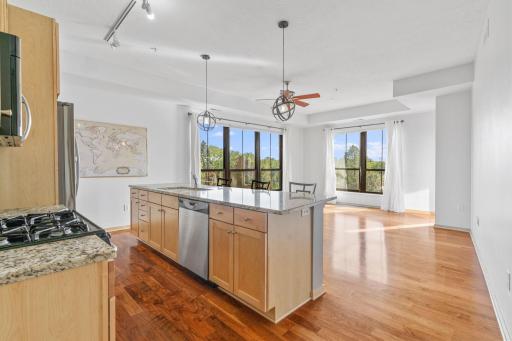 Sun drenched open kitchen!