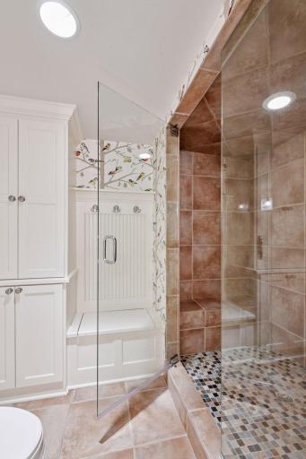 Lower level 3/4 bathroom with walk-in shower