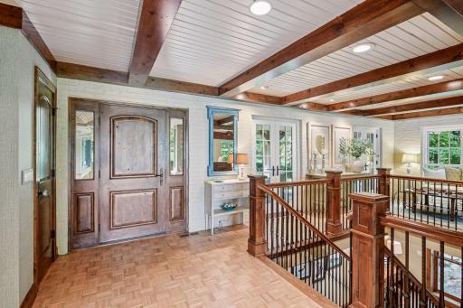 Step inside to appreciate the wood beam ceilings