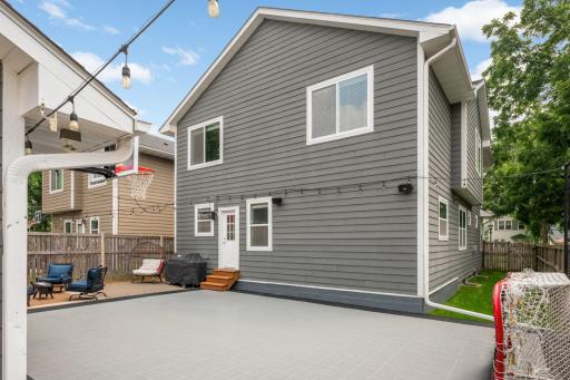 Backyard with sport court