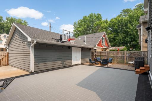 Backyard with sport court