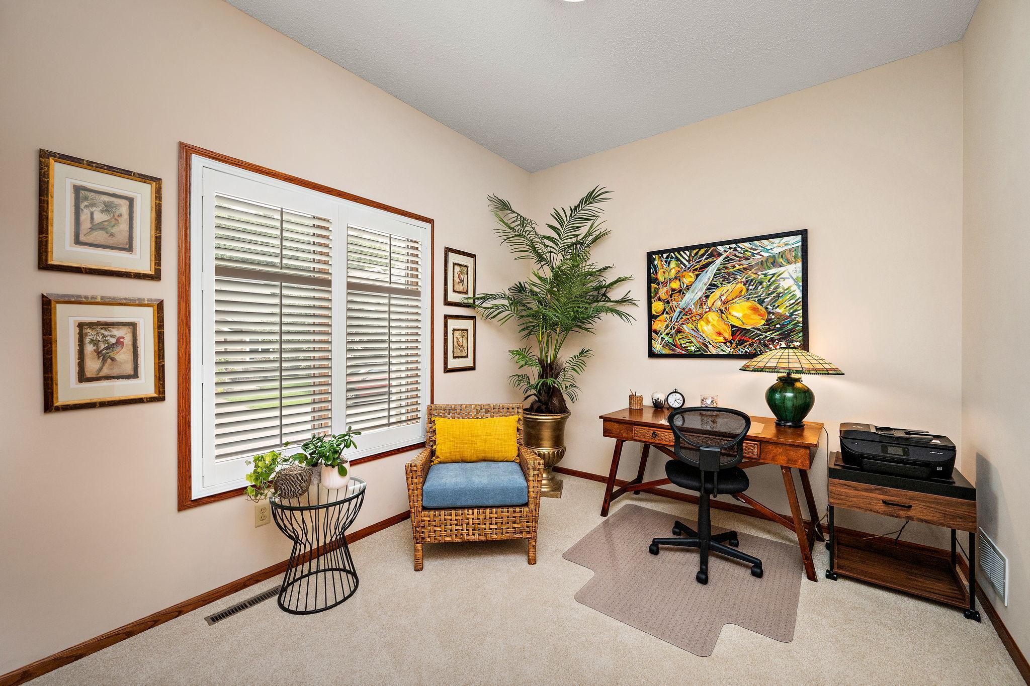 The main level 2nd bedroom is currently used as an office