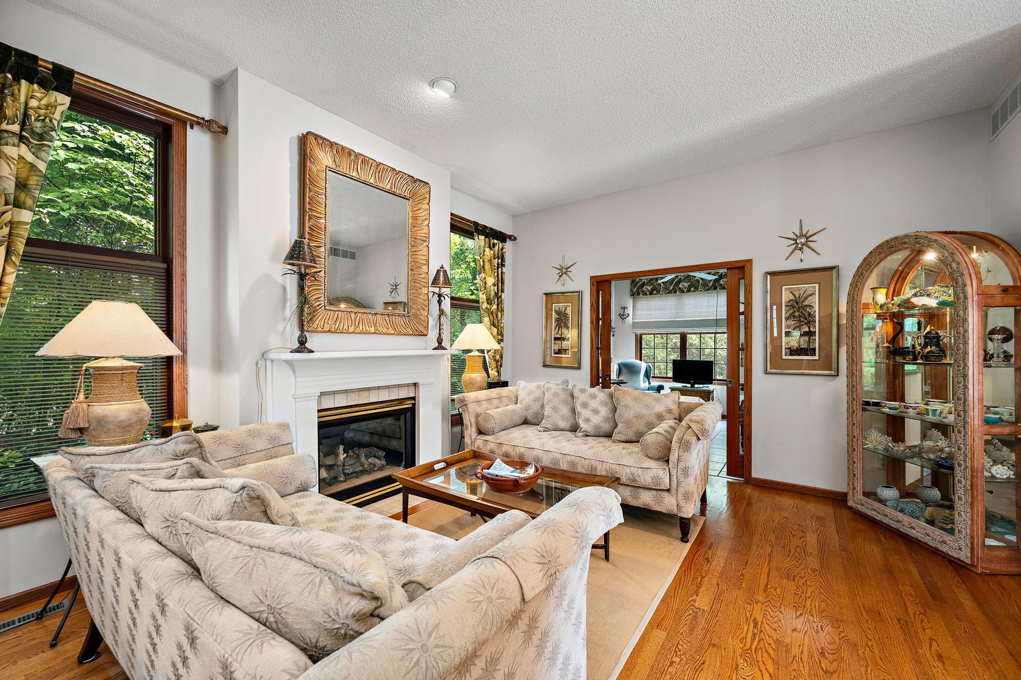 main level living with gas fireplace