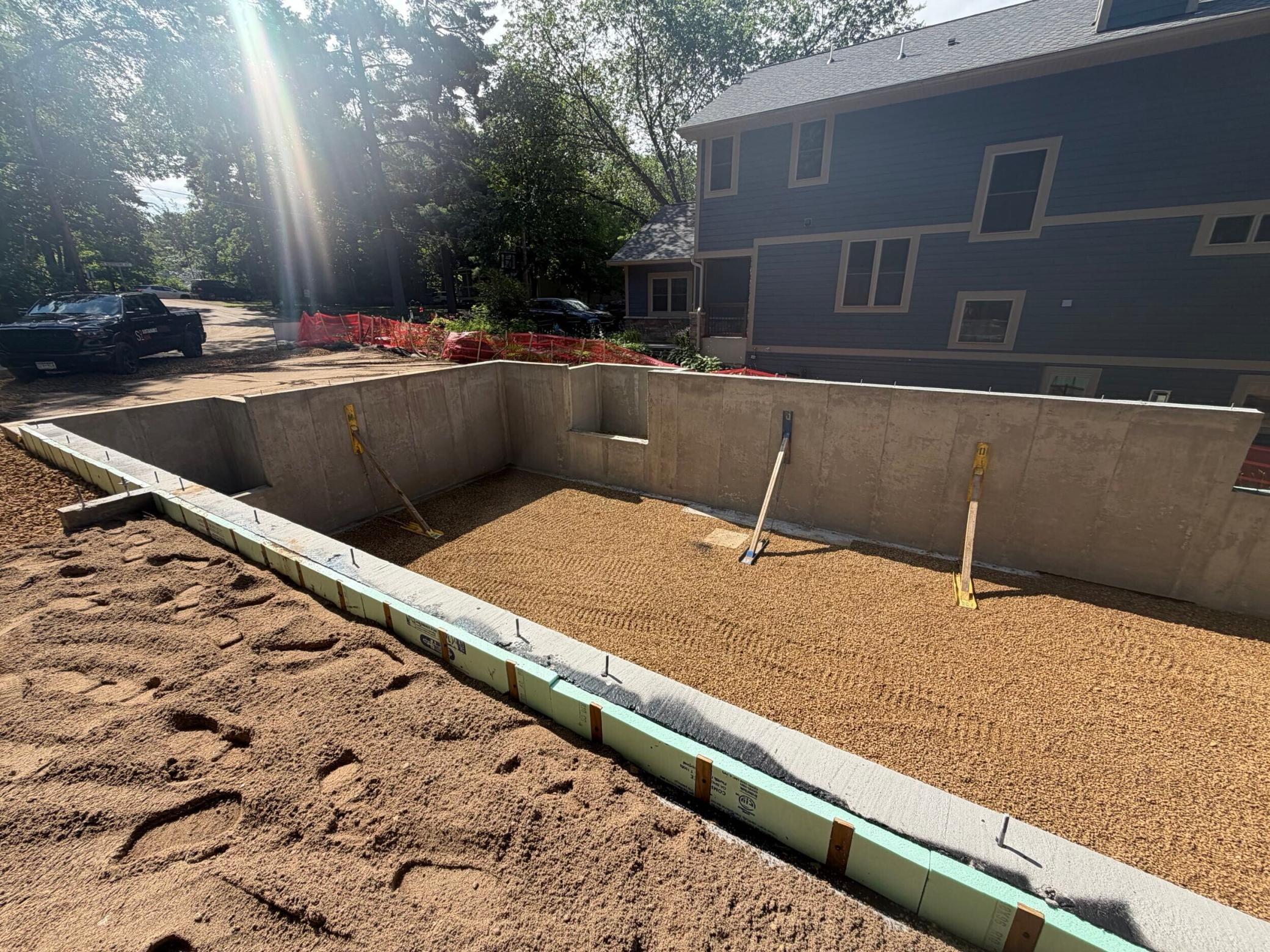 View of the basement foundation looking south