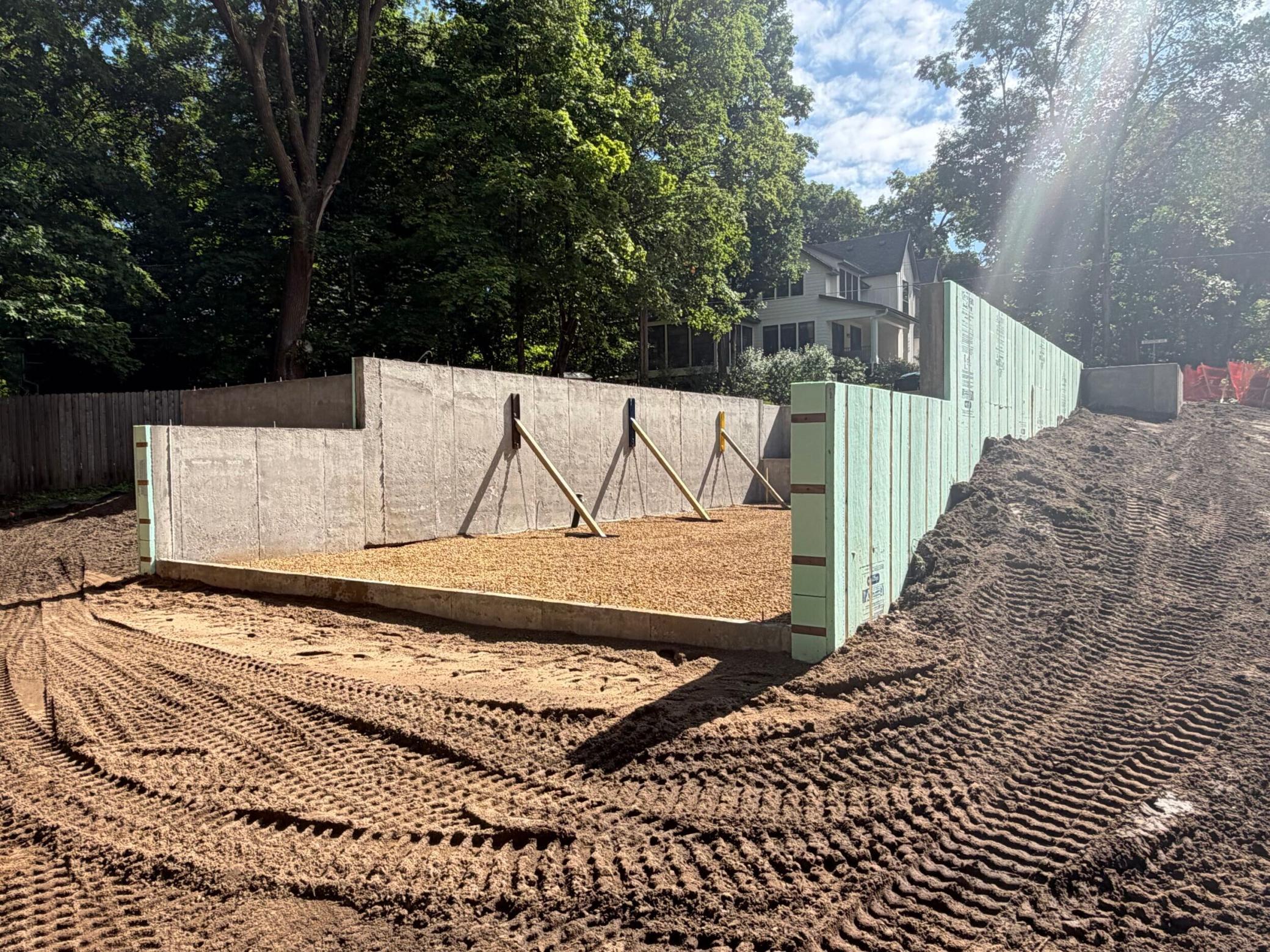 View of new foundation from the backyard looking northeast