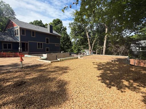 View of new foundation from the street looking southwest