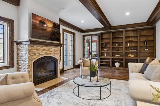 Fireplace and Bookshelves