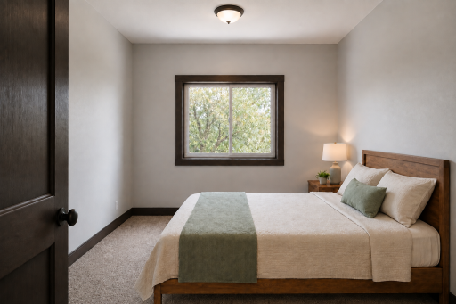 *AI-generated exterior rendering* This image is intended to provide a conceptual representation of the home. Not exact floor plan layout due to AI-generation. Not all finishes viewed are included in build. Inquire for actual finishes/layout.